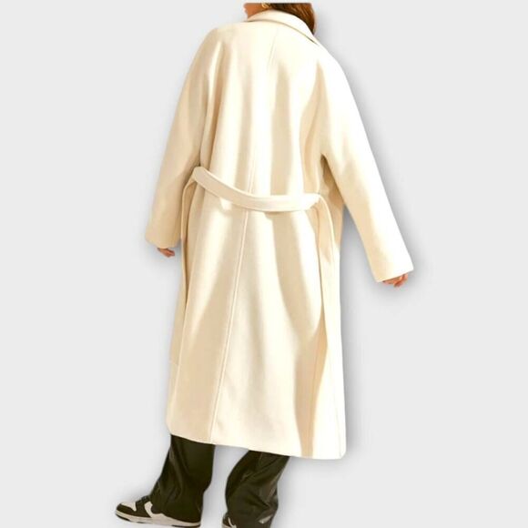 Commense Womens Coat Sz Large Cream Knee Length Trench Glamcore Classicore - Picture 5 of 15